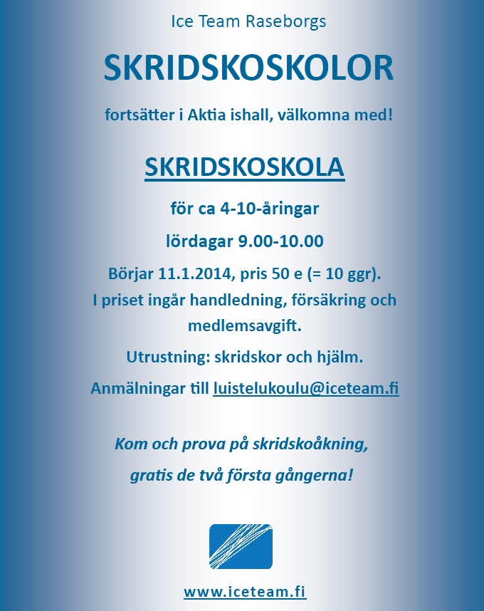 Skridskoskolan flyer ICE TEAM ruotsi_kevät 2014